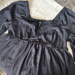 Torrid Black Lace Trim  Quarter Sleeve Blouse